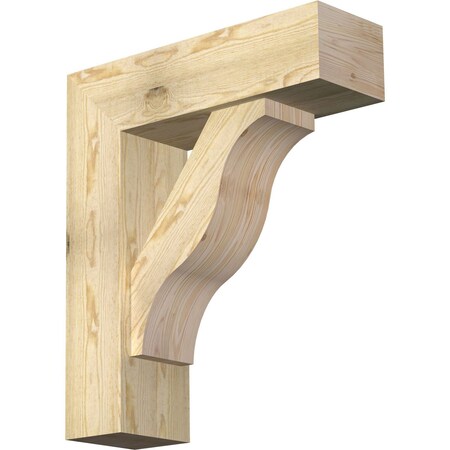 Ekena Millwork Funston Block Rough Sawn Bracket w/ Offset Brace, Douglas Fir, 8"W x 26"D x 30"H BKT0806X26X30FST05RDF
